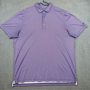 Johnnie O Polo Shirt Mens XL Purple Stretch Check Plaid Pavco Logo Golf Casual